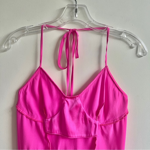 Wendelborn fuscha pink halter neck inside out bodysuit top - Picture 2 of 5